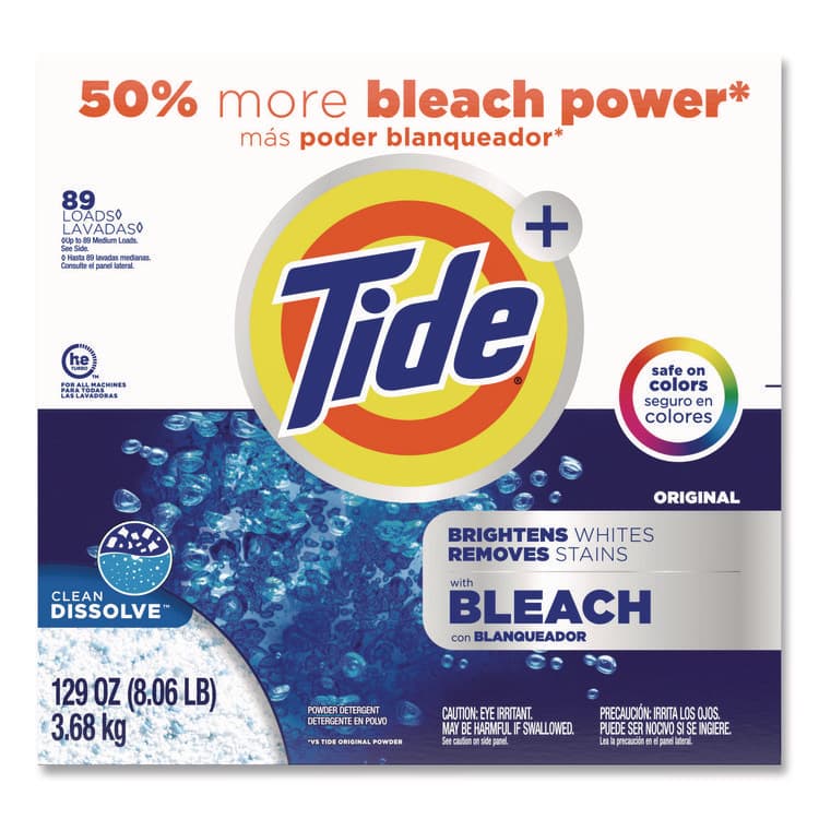 PROCTER & GAMBLE Laundry Detergent with Bleach, HE Compatible, 80 Loads, Tide Original Scent, Powder, 129 oz Box (PGC16667EA)