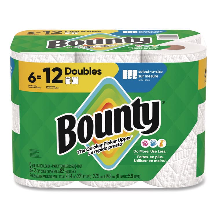PROCTER & GAMBLE Select-a-Size Kitchen Roll Paper Towels, 2-Ply, 6 x 11, White, 82 Sheets/Double Roll, 6 Rolls/Carton (PGC15703)