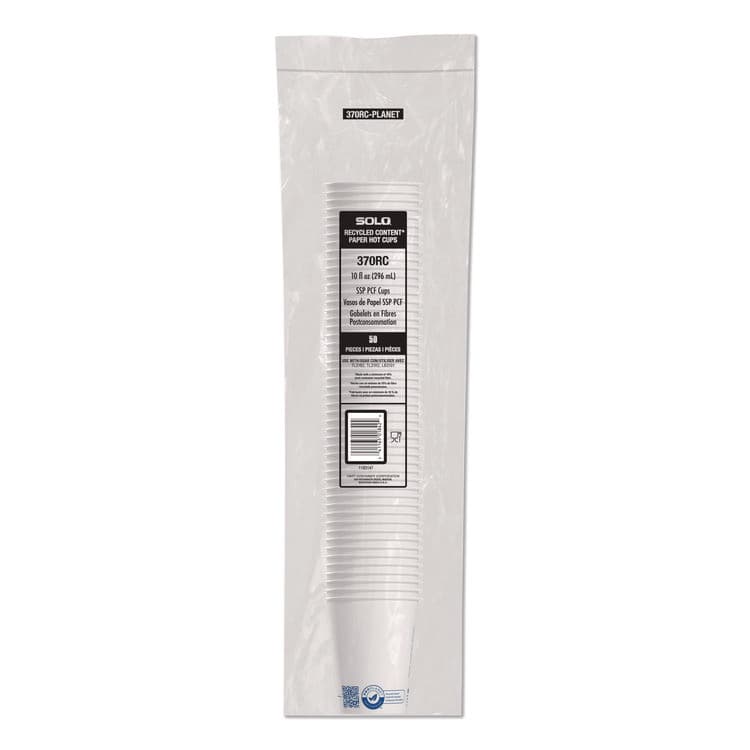 DART Recycled Content PCF Paper Hot Cups, ProPlanet Seal, 10 oz, White/Blue, 1,000/Carton (SCC370RCPLANET) thumbnail 4