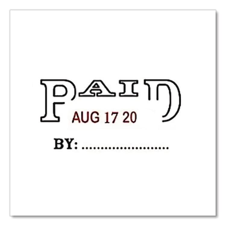 MARKING PRODUCTS, Self-Inking Message Stamp with Blank "By" Line, 12 Years, PAID, 1.63" x 0.88", Black/Red Ink (MKG034508) thumbnail 3