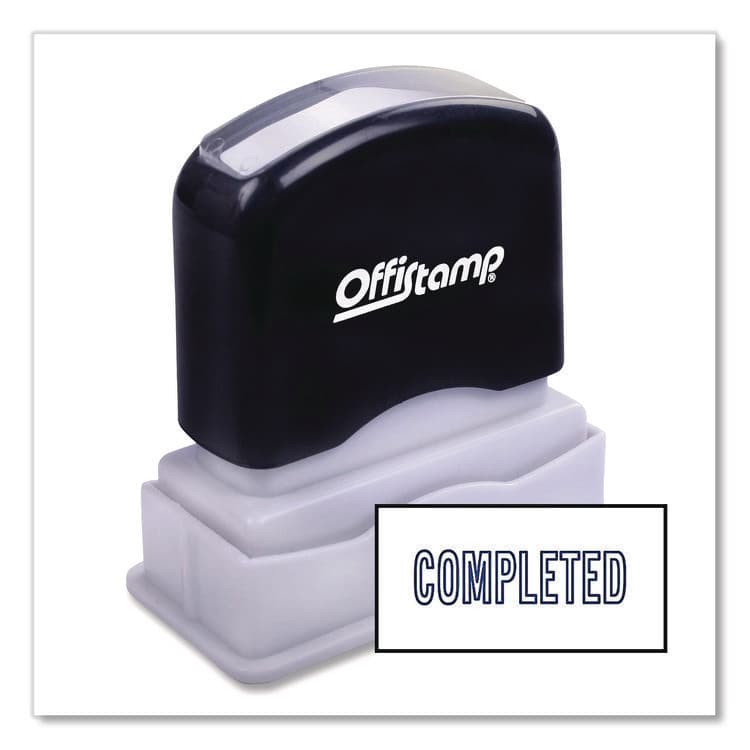 MARKING PRODUCTS, Pre-Inked Message Stamp, COMPLETED, 1.63" x 0.38", Blue Ink (MKG034519)