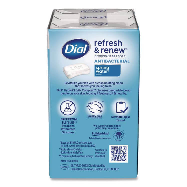 DIAL PROFESSIONAL Refresh and Renew Antibacterial Deodorant Bar Soap, Spring Water Scent, 4 oz, 3 Bars/Pack, 4 Packs/Carton (DIA11811) thumbnail 4