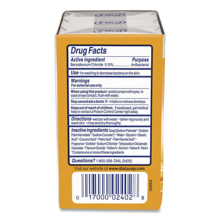 DIAL PROFESSIONAL Advanced Clean Antibacterial Deodorant Bar Soap, Gold Scent, 4 oz, 3/Pack, 4 Packs/Carton (DIA11807) thumbnail 4