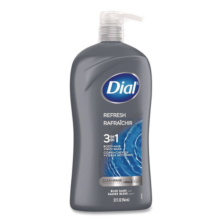 DIAL PROFESSIONAL Men Refresh 3-in-1 Body, Hair and Face Wash, Blue Sage Scent, 32 oz, 4/Carton (DIA14130) thumbnail 3