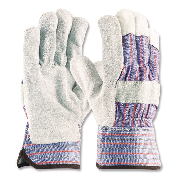 PROTECTIVE INDUSTRIAL PRODUCTS B/C Grade Shoulder Split Cowhide Leather Palm Gloves, Gunn Cut, Wing Thumb, X-Large, Blue/Gray, 12 Pairs (PID847532XL) thumbnail 3