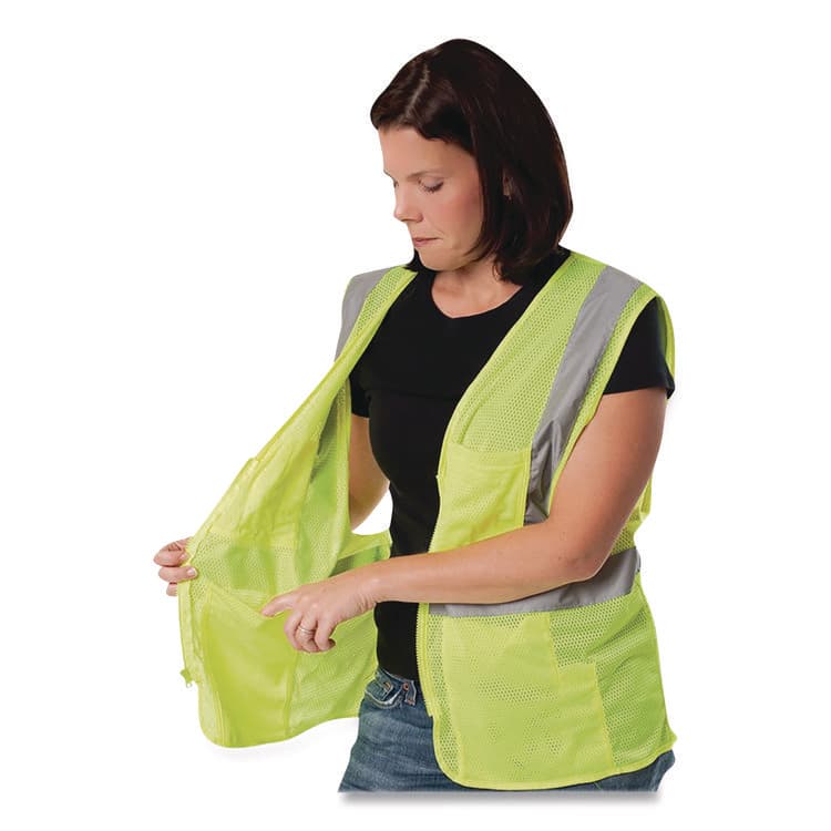 PROTECTIVE INDUSTRIAL PRODUCTS ANSI Class 2 Four Pocket Zipper Safety Vest, Polyester Mesh, 4X-Large, Hi-Viz Lime Yellow (PIDMVGZ4PLY4X) thumbnail 4