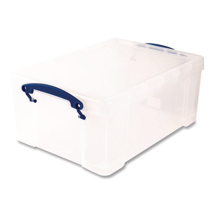 REALLY USEFUL BOXES . Snap-Lid Storage Bin, 2.37 gal, 10.25" x 14.5" x 6.25", Clear/Blue, 4/Pack (RUA9CPK4CB) thumbnail 3