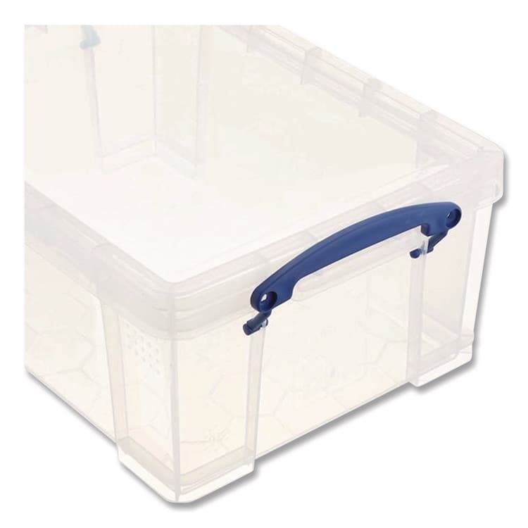 REALLY USEFUL BOXES . Snap-Lid Storage Bin, 2.37 gal, 10.25" x 14.5" x 6.25", Clear/Blue, 4/Pack (RUA9CPK4CB) thumbnail 4