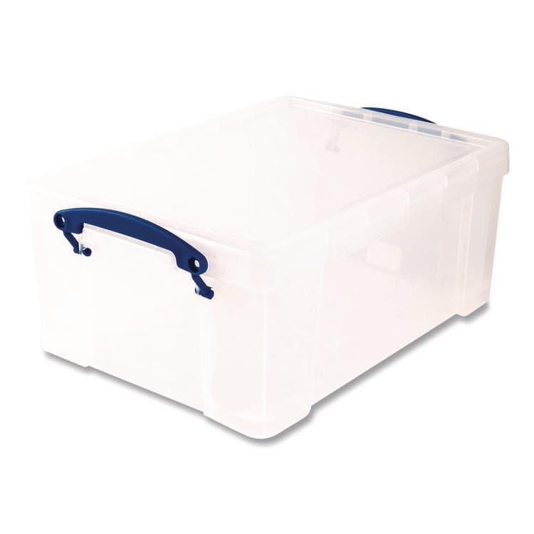 REALLY USEFUL BOXES . Snap-Lid Storage Bin, 2.38 gal, 10.25" x 14.5" x 6.25", Clear/Blue (RUA9LITRECLEAR) thumbnail 2