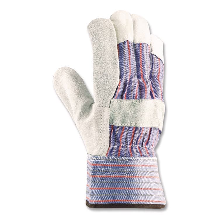 PROTECTIVE INDUSTRIAL PRODUCTS B/C Grade Shoulder Split Cowhide Leather Palm Gloves, Gunn Cut, Wing Thumb, Medium, Blue/Gray, 12 Pairs (PID847532M) thumbnail 3