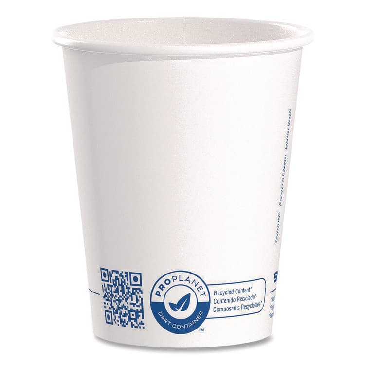 DART Recycled Content PCF Paper Hot Cups, ProPlanet Seal, 10 oz, White, 50/Pack (SCC370RCPLANEPK)