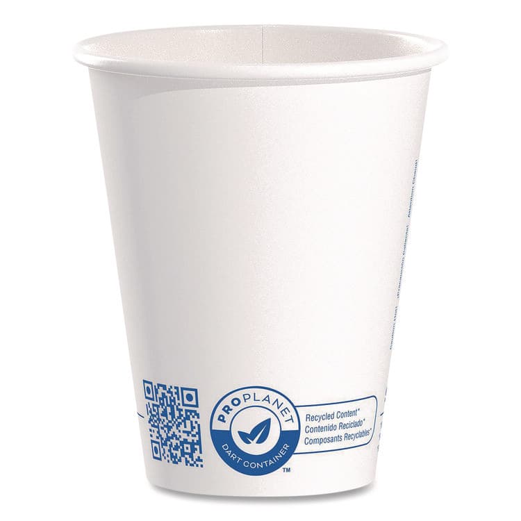DART Recycled Content PCF Paper Hot Cups, ProPlanet Seal, 8 oz, White, 50/Pack (SCC378RCPLANEPK)