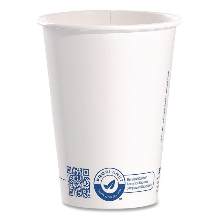 DART Recycled Content PCF Paper Hot Cups, ProPlanet Seal, 12 oz, White, 50/Pack (SCC412RCNPLANPK)