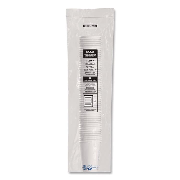DART Recycled Content PCF Paper Hot Cups, ProPlanet Seal, 12 oz, White, 50/Pack (SCC412RCNPLANPK) thumbnail 3