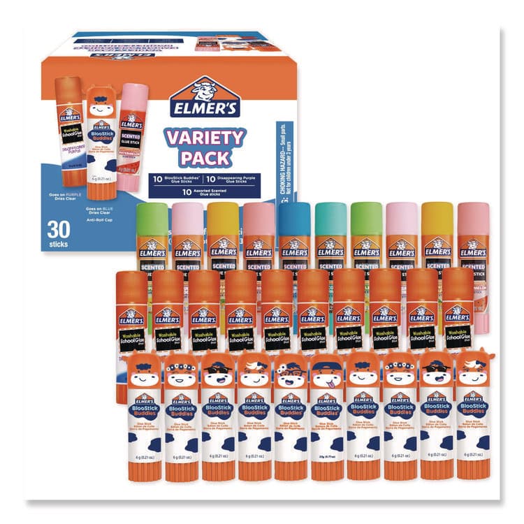 ELMER'S PRODUCTS, . Glue Stick Variety Pack, 0.21 oz, Dries Clear, 30/Pack (SAN2213791) thumbnail 2