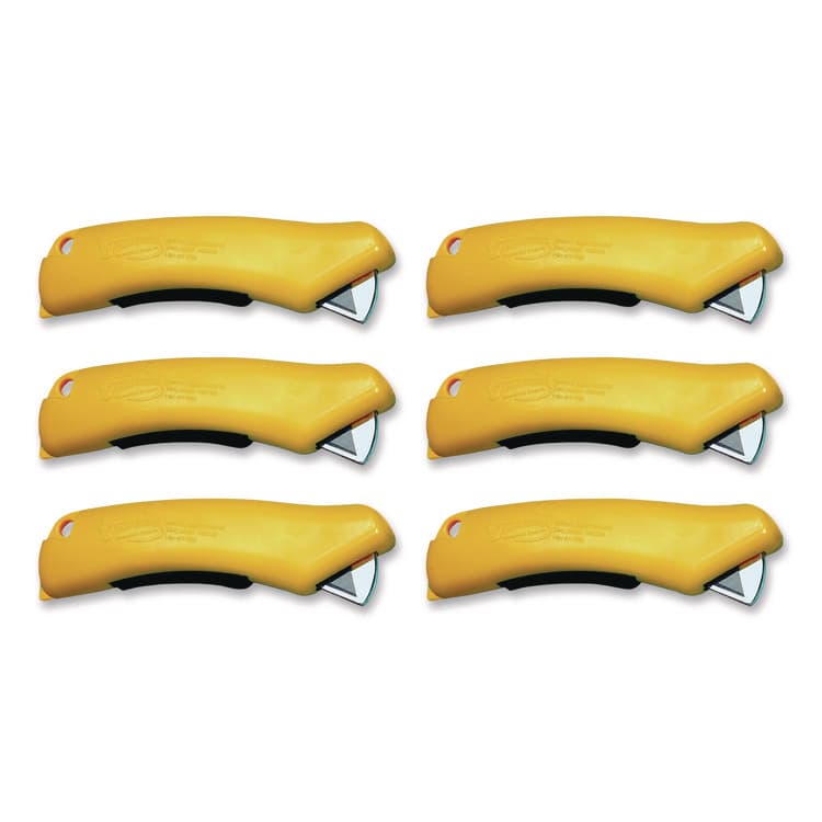 SPELLBOUND DEVELOPMENT X-traSafe CU Safety Utility Knife, Plastic Handle, Yellow, 6/Pack (CEWXSCU03101)
