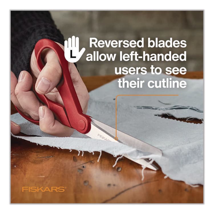 FISKARS MANUFACTURING CORP Premier Left Handed Scissors, 9.75" Long, 8" Cut Length, Offset Red Handle (FSK1069756) thumbnail 3