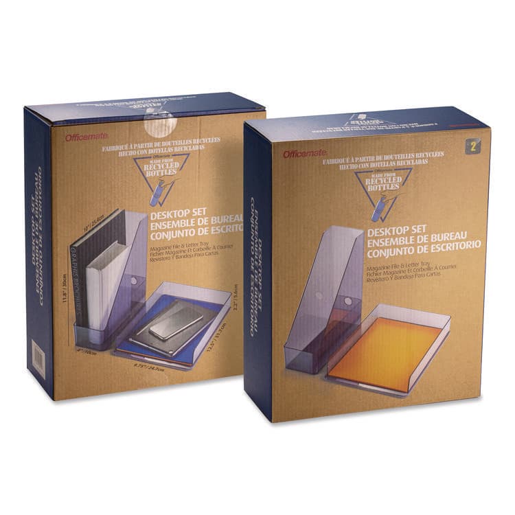 OFFICEMATE INTERNATIONAL CORP. Recycled Plastic Desktop Document Organization Set, (1) Letter-Sized Letter Tray, (1) Magazine File, Translucent Ash (OIC26115) thumbnail 4