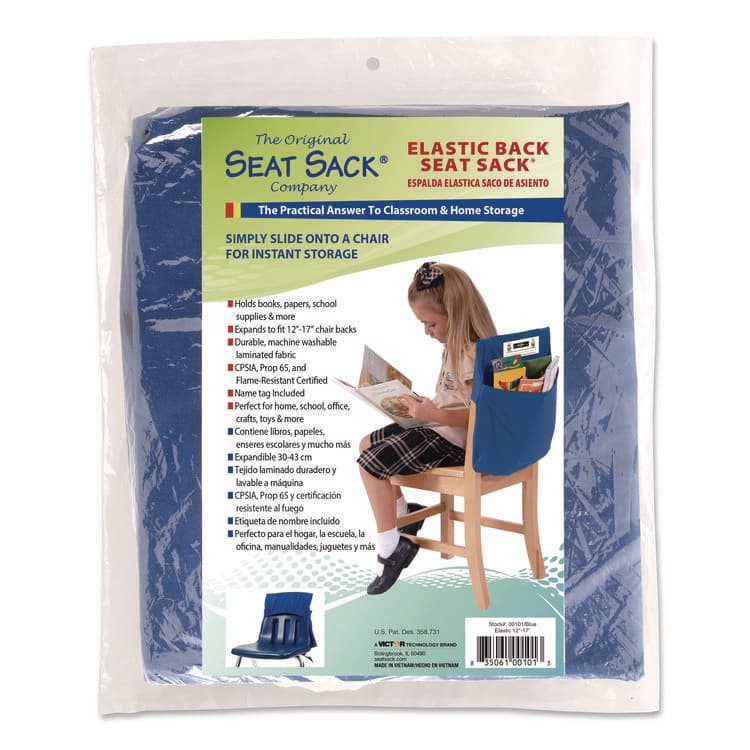 VICTOR SYSTEMS/KARDEX Elastic-Back Seat Sack for Chairs 12" to 17" Wide, 11 x 16 x 14, Fabric, Blue (SSK00101) thumbnail 4
