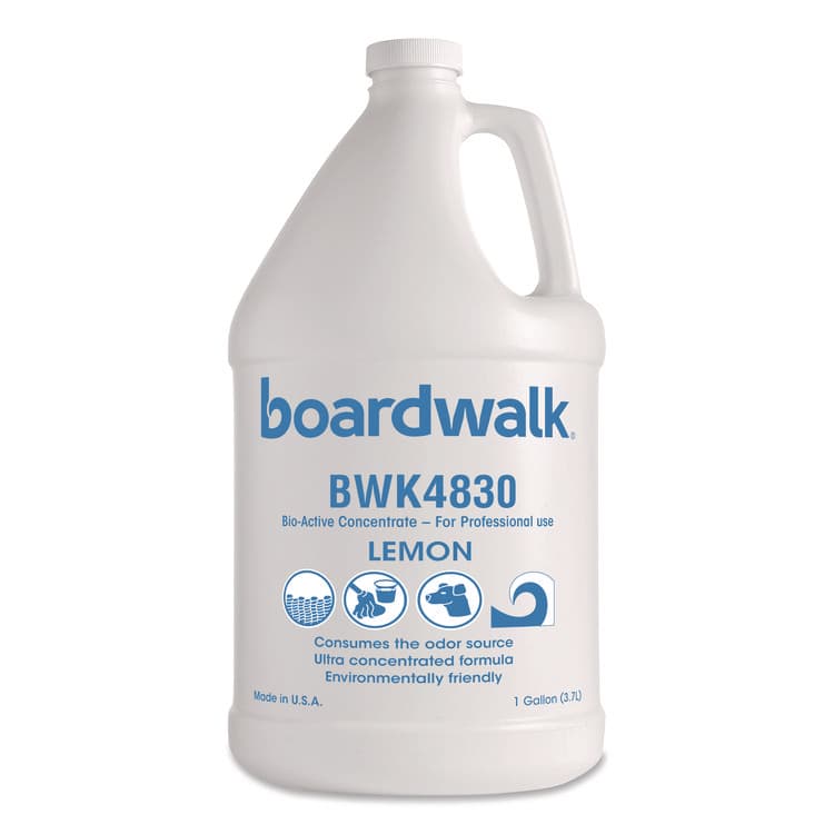 BOARDWALK Odor Eliminator Enzyme Plus Concentrate, Lemon Scent, 1 gal Jug, 4/Carton (BWK4830)