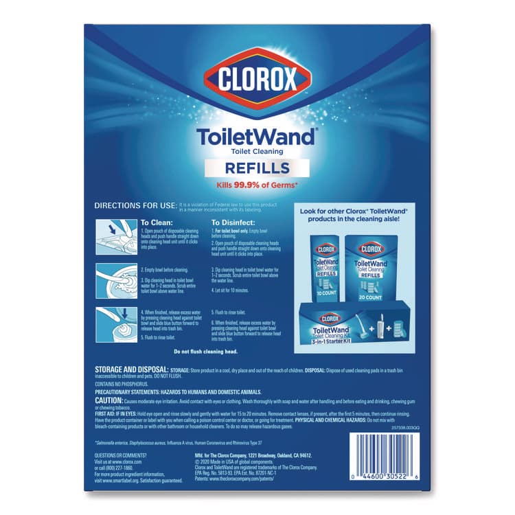 CLOROX SALES CO. ToiletWand Toilet Cleaning Refills, Disinfecting Scrubbing Pads, 20 Count, 4/Carton (CLO31049CT) thumbnail 4