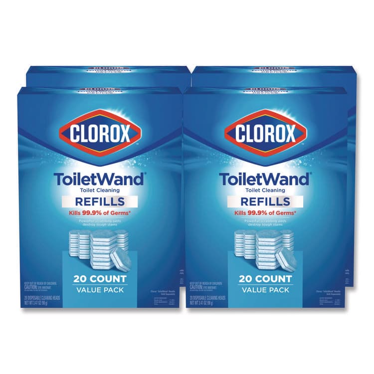 CLOROX SALES CO. ToiletWand Toilet Cleaning Refills, Disinfecting Scrubbing Pads, 20 Count, 4/Carton (CLO31049CT)