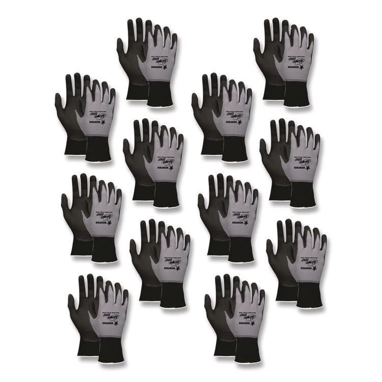 MCR SAFETY Ninja Nitrile Coating Nylon/Spandex Gloves, Small, Black/Gray, 12 Pairs (CRWN96790S)