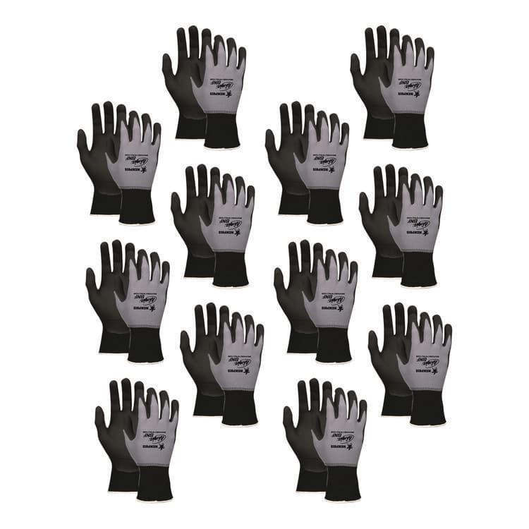 MCR SAFETY Ninja Nitrile Coating Nylon/Spandex Gloves, X-Large, Black/Gray, 12 Pairs (CRWN96790XL)