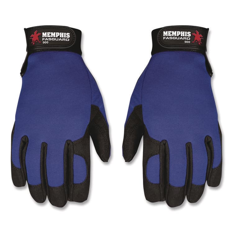 MCR SAFETY Clarino Synthetic Leather Palm Mechanics Gloves, Medium, Blue/Black, Pair (CRW900M) thumbnail 3
