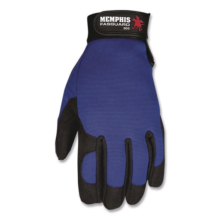 MCR SAFETY Clarino Synthetic Leather Palm Mechanics Gloves, X-Large, Blue/Black, Pair (CRW900XL) thumbnail 4