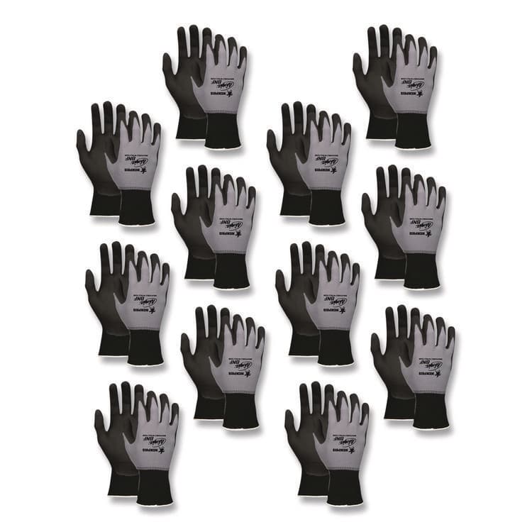 MCR SAFETY Ninja Nitrile Coating Nylon/Spandex Gloves, Large, Black/Gray, 12 Pairs (CRWN96790L)