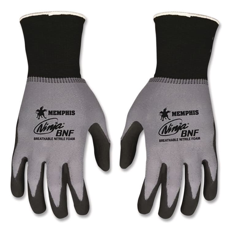 MCR SAFETY Ninja Nitrile Coating Nylon/Spandex Gloves, Large, Black/Gray, 12 Pairs (CRWN96790L) thumbnail 4