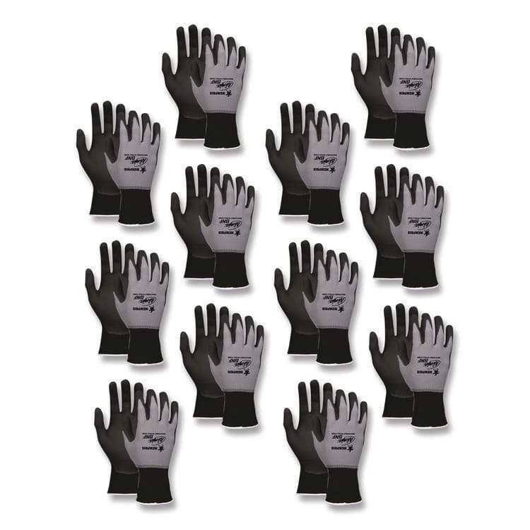 MCR SAFETY Ninja Nitrile Coating Nylon/Spandex Gloves, Medium, Black/Gray, 12 Pairs (CRWN96790M)