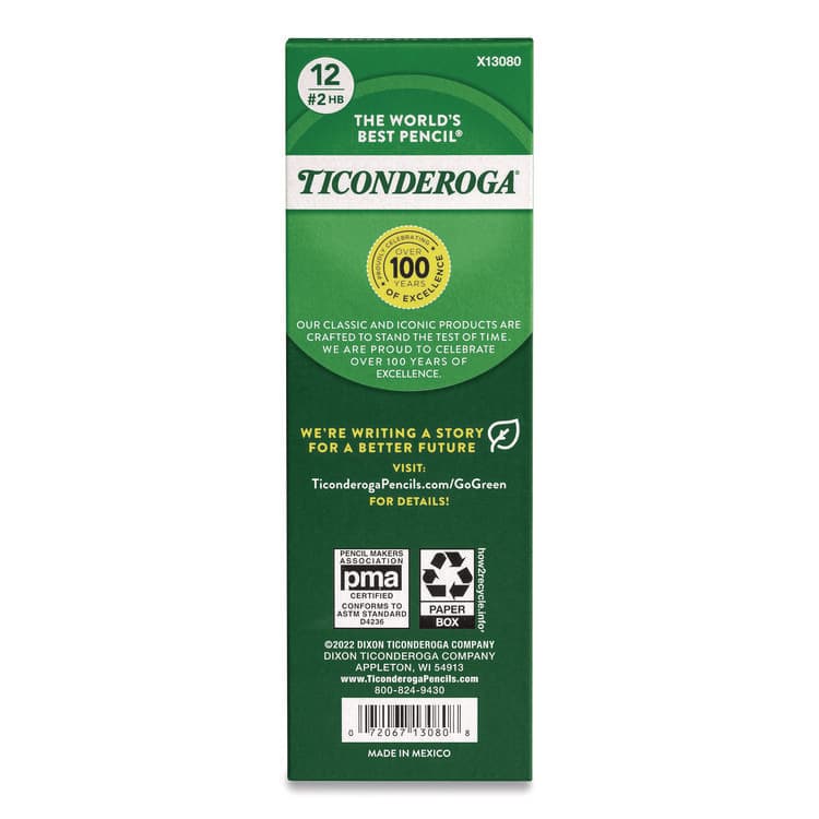 DIXON TICONDEROGA CO. Ticonderoga Beginners Woodcase Pencil with Microban, HB (#2), Black Lead, Yellow Barrel, Dozen (DIX130800002) thumbnail 4