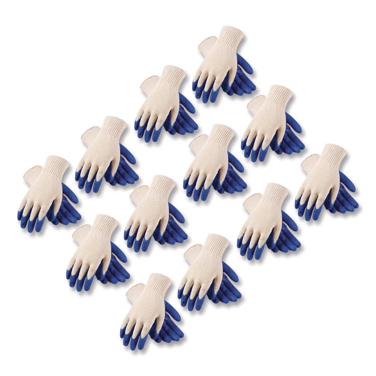 PROTECTIVE INDUSTRIAL PRODUCTS Seamless Knit Cotton/Polyester Gloves, EN388: 2011, Large, Natural/Blue, 12 Pairs (PID39C122L)