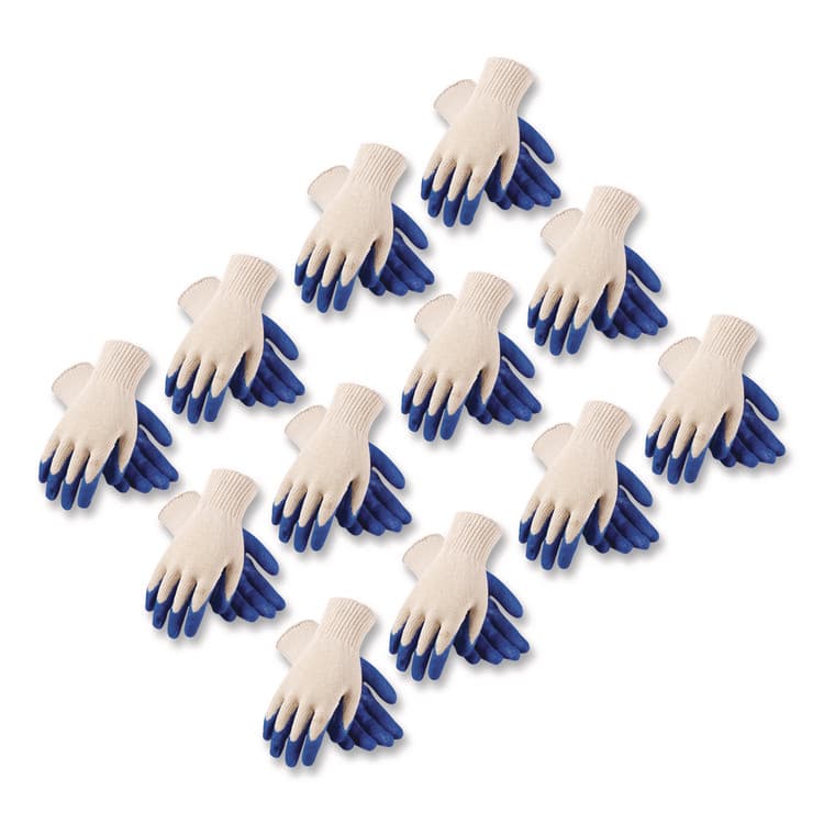 PROTECTIVE INDUSTRIAL PRODUCTS Seamless Knit Cotton/Polyester Gloves, EN388: 2011, Medium, Natural/Blue, 12 Pairs (PID39C122M)