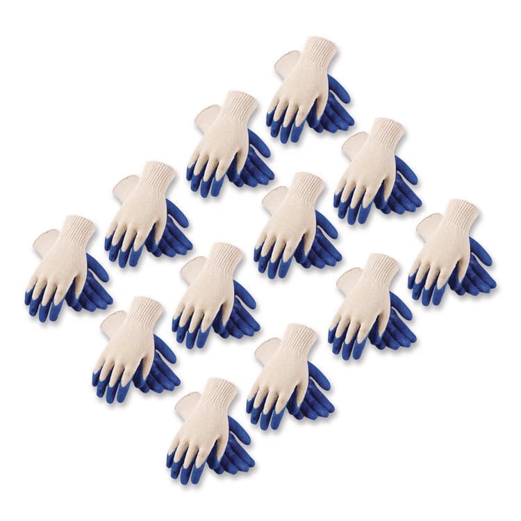 PROTECTIVE INDUSTRIAL PRODUCTS Seamless Knit Cotton/Polyester Gloves, EN388: 2011, Small, Natural/Blue, 12 Pairs (PID39C122S)