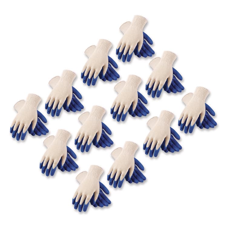 PROTECTIVE INDUSTRIAL PRODUCTS Seamless Knit Cotton/Polyester Gloves, EN388: 2011, X-Large, Natural/Blue, 12 Pairs (PID39C122XL)