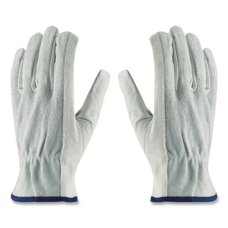 PROTECTIVE INDUSTRIAL PRODUCTS Top-Grain Leather Drivers Gloves with Shoulder-Split Cowhide Leather Back, Gunn Cut, Keystone Thumb, Large, Gray, Pair (PID68161SBL)