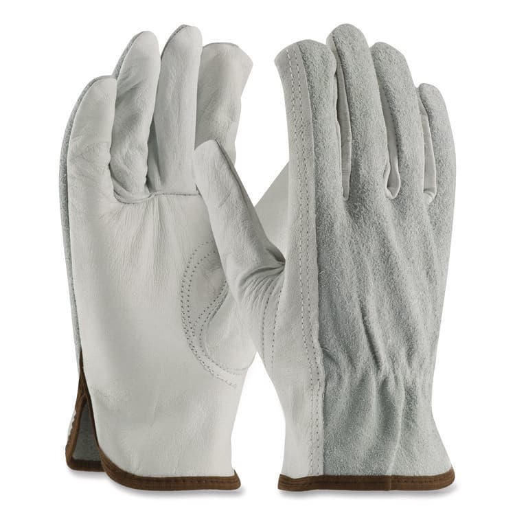 PROTECTIVE INDUSTRIAL PRODUCTS Top-Grain Leather Drivers Gloves with Shoulder-Split Cowhide Leather Back, Gunn Cut, Keystone Thumb, Medium, Gray, Pair (PID68161SBM) thumbnail 2