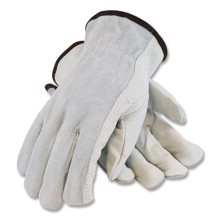 PROTECTIVE INDUSTRIAL PRODUCTS Top-Grain Leather Drivers Gloves with Shoulder-Split Cowhide Leather Back, Gunn Cut, Keystone Thumb, Small, Gray, Pair (PID68161SBS) thumbnail 3
