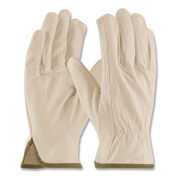 PROTECTIVE INDUSTRIAL PRODUCTS Economy Grade Top-Grain Cowhide Leather Work Gloves, Gunn Cut, Wing Thumb, Medium, Tan, Pair (PID68162M) thumbnail 2