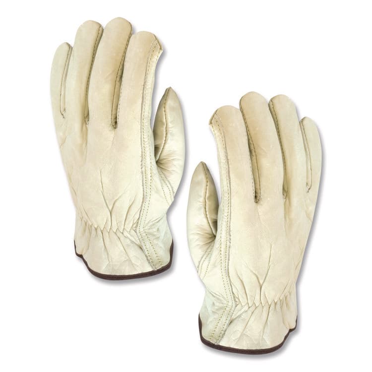 PROTECTIVE INDUSTRIAL PRODUCTS Economy Grade Top-Grain Cowhide Leather Work Gloves, Gunn Cut, Wing Thumb, Medium, Tan, Pair (PID68162M) thumbnail 4