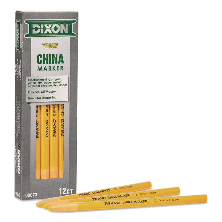 DIXON TICONDEROGA CO. China Marker, 0.37" x 7", Yellow, 12/Pack (DIX000730002) thumbnail 2