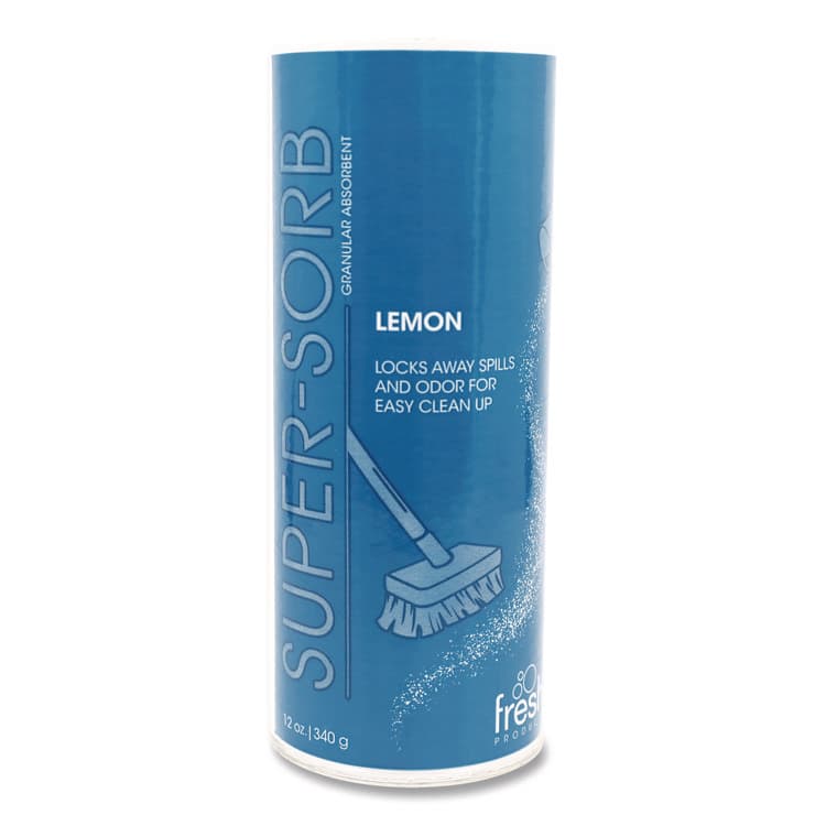 FRESH PRODUCTS Super-Sorb Liquid Spill Absorbent, Lemon Scent, 720 oz Absorbing Volume, 12 oz Shaker Can (FRS614SSEA)