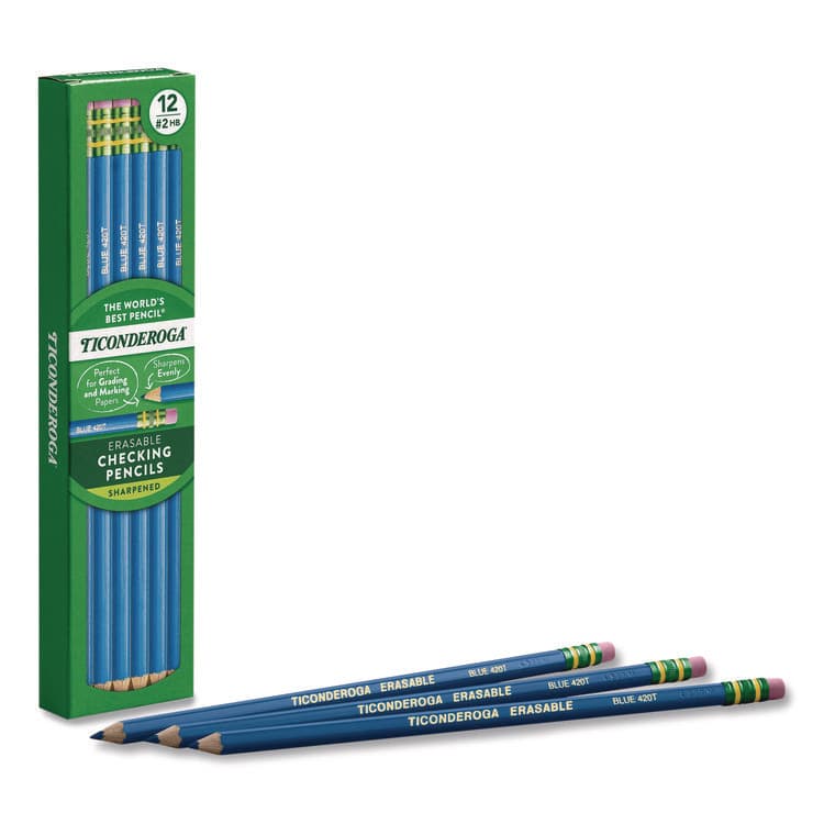 DIXON TICONDEROGA CO. Erasable Colored Pencils, 2.6 mm, 2B (#2), Blue Lead, Blue Barrel, 12/Pack (DIX142090002) thumbnail 3