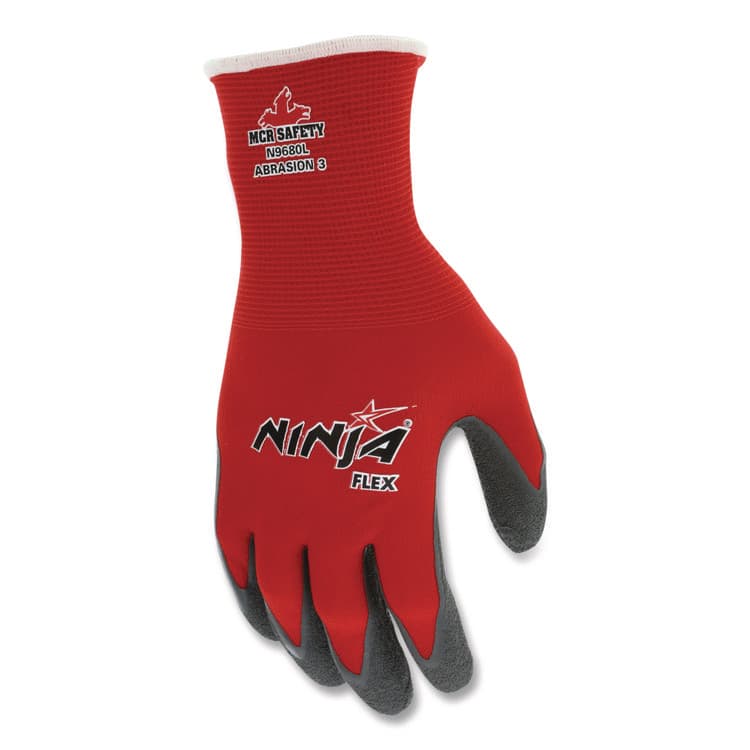 MCR SAFETY Ninja Flex Latex Coated Palm Gloves, EN388: 3131, 10" Long, Medium, Red/Gray, 12 Pairs (CRWN9680M) thumbnail 2