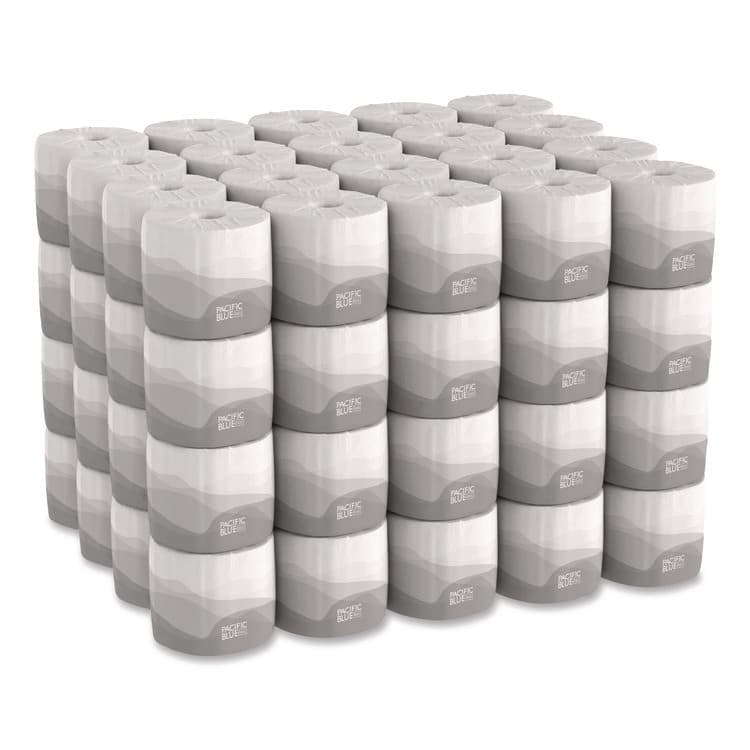 GEORGIA PACIFIC Pacific Blue Basic Embossed Bathroom Tissue, Septic Safe, 2-Ply, White, 550 Sheets/Roll, 80 Rolls/Carton (GPC19885)