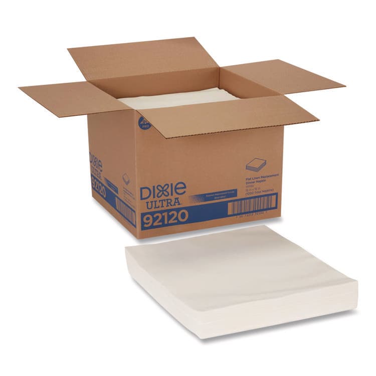 DIXIE FOOD SERVICE Flat Linen Replacement Dinner Napkin, 1-Ply, 16 x 15, White, 1,000/Carton (GPC92120)