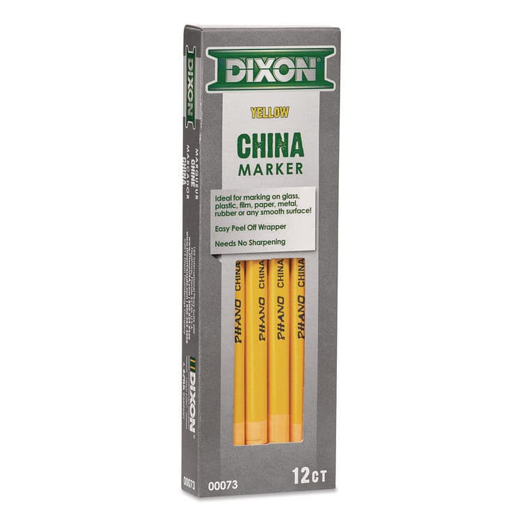 DIXON TICONDEROGA CO. China Marker, 0.37" x 7", Yellow, 12/Pack (DIX000730002)